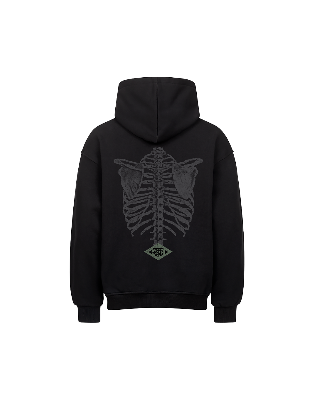 Hoodie Oversized Ribs N Bones Logo Black